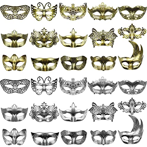 Yunsailing 30 Pieces Masquerade Mask Antique Masks with Straps for Women Men Masquerade Ball Mardi Gras Carnival Party Fav...