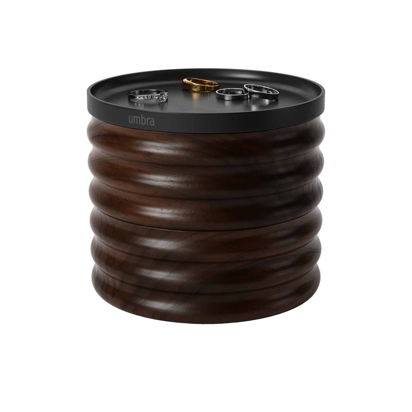 UMBRA Tesora Wood Jewelry Box, Black/Walnut