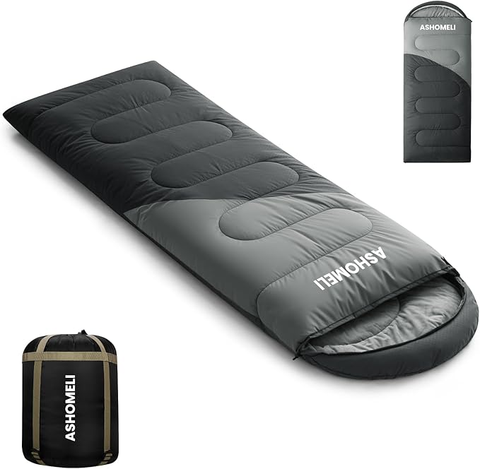 ASHOMELI Camping Sleeping Bags for Adults - 4 Season Warm & Cool Weather - Summer, Spring, Fall, Winter, Lightweight, Wate...