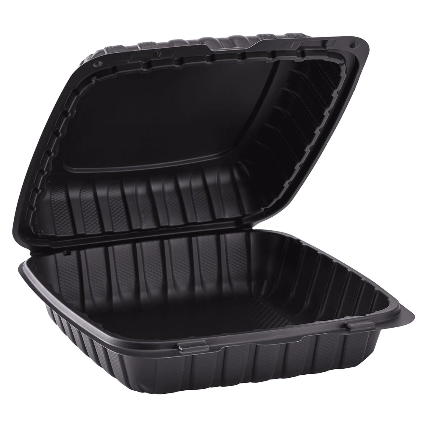 KARAT EARTH Clamshell Take Out Food Containers [9"x9" - 120 ct] To Go Containers | Microwavable, Freezer Safe, Soak-Resistant, Durable, Stackable | Vented for Hot/Cold Foods, Black