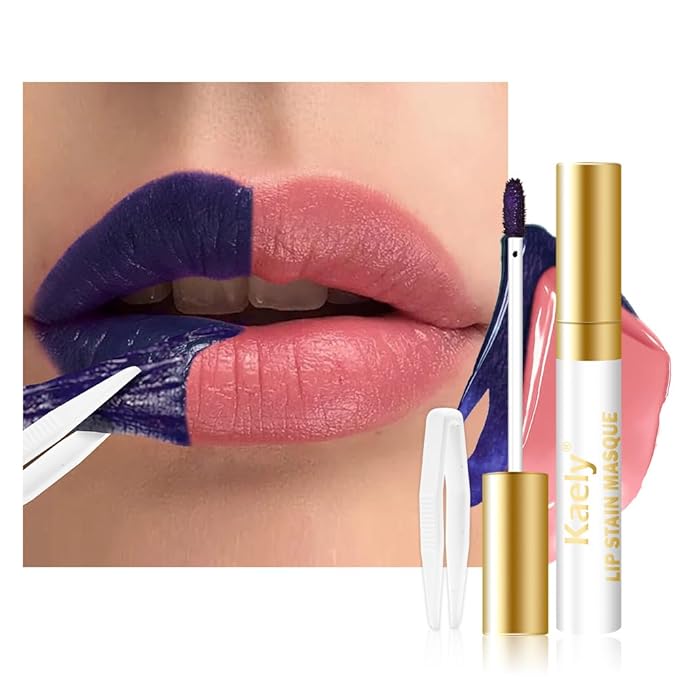 Kaely Warm Rose Lip Stain Peel Off Masque, Long Lasting Waterproof Smudge Proof Lip Tint, Non-Transfer Semi Permanent Lipliner Tattoo with Tweezer, Matte Finish, Vegan & Cruelty-Free, 01