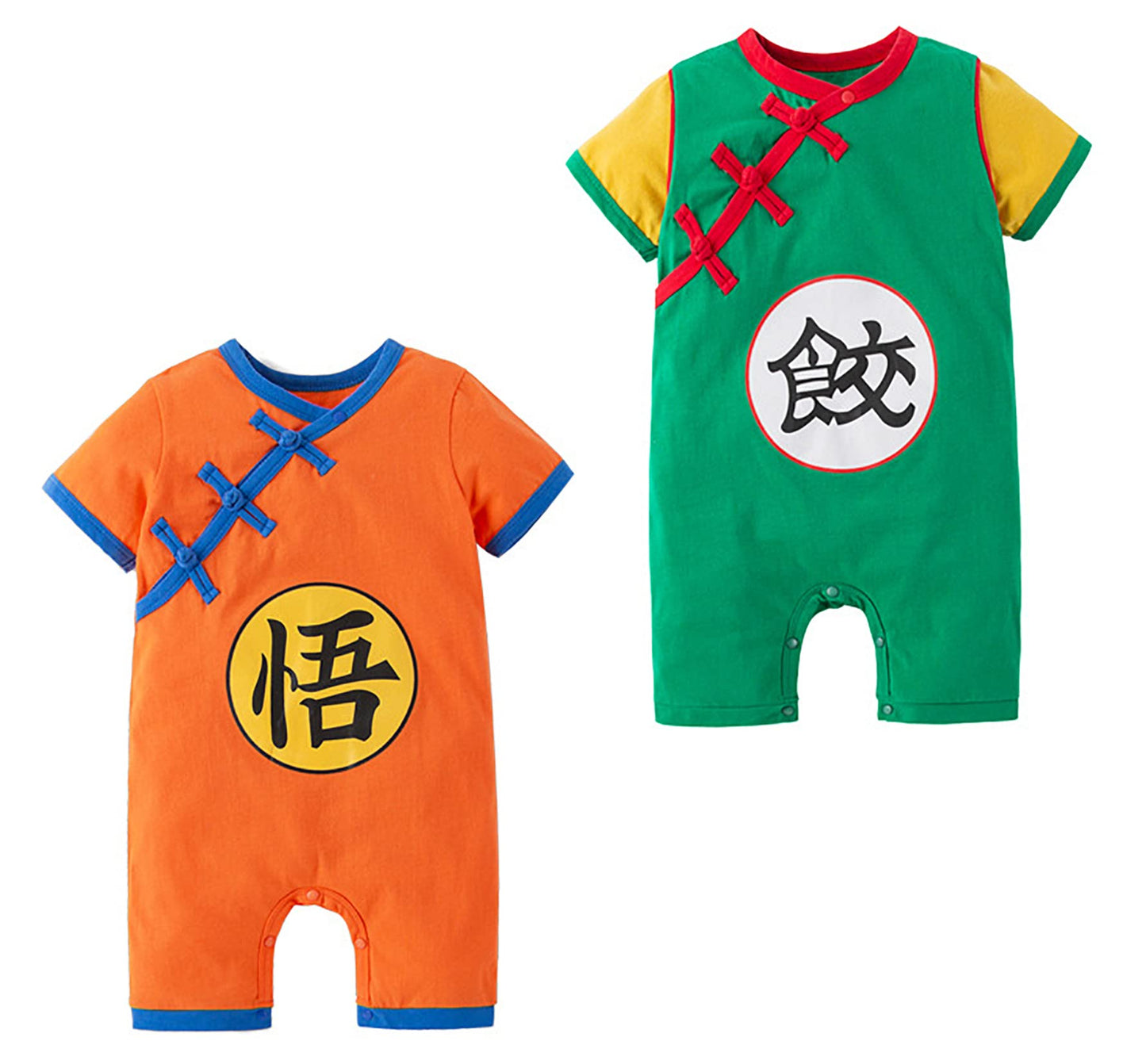 stylesilove Baby Toddler Boys Anime Cartoon Short Sleeve Cotton Romper Traditional Asian Inspired Onesie Cosplay Jumpsuit (Goku Orange, 18 Months)