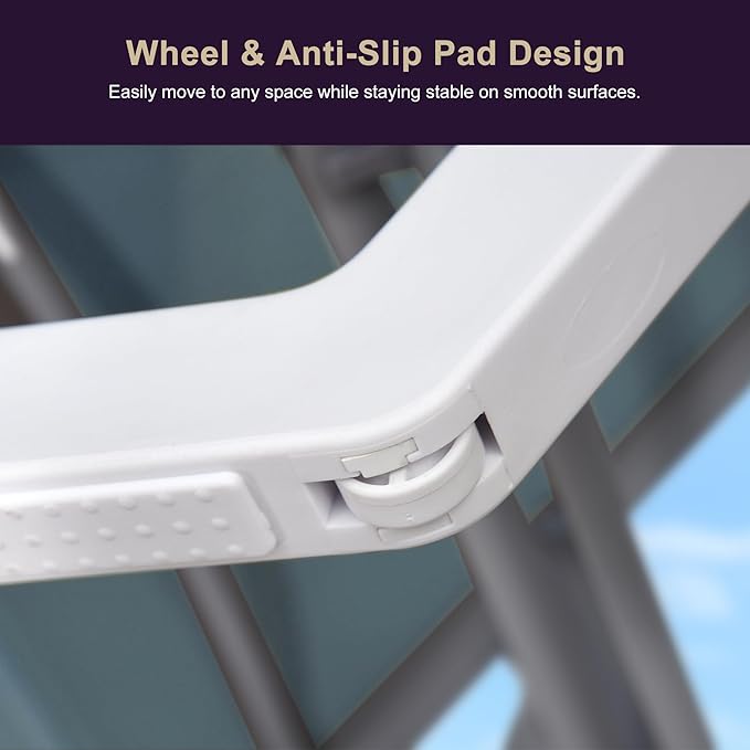 PURPLE LEAF Patio Chaise Lounge Chair with Armrests Outside Aluminum Plastic Stackable Tanning Chairs for Pool Sunbathing Beach Deck Outdoor Lounger, Light Blue
