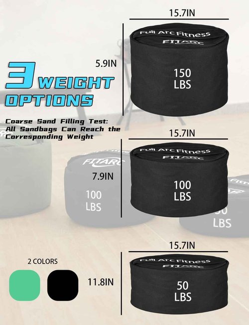 Fitarc Sandbag Workout Bag,Sand Bags for Weight Training,Sandbags for Fitness,Sandbags for Weight Training,Round Sandbag,Cross-Training & Exercise, Sand Not Included (Black, 200LB)