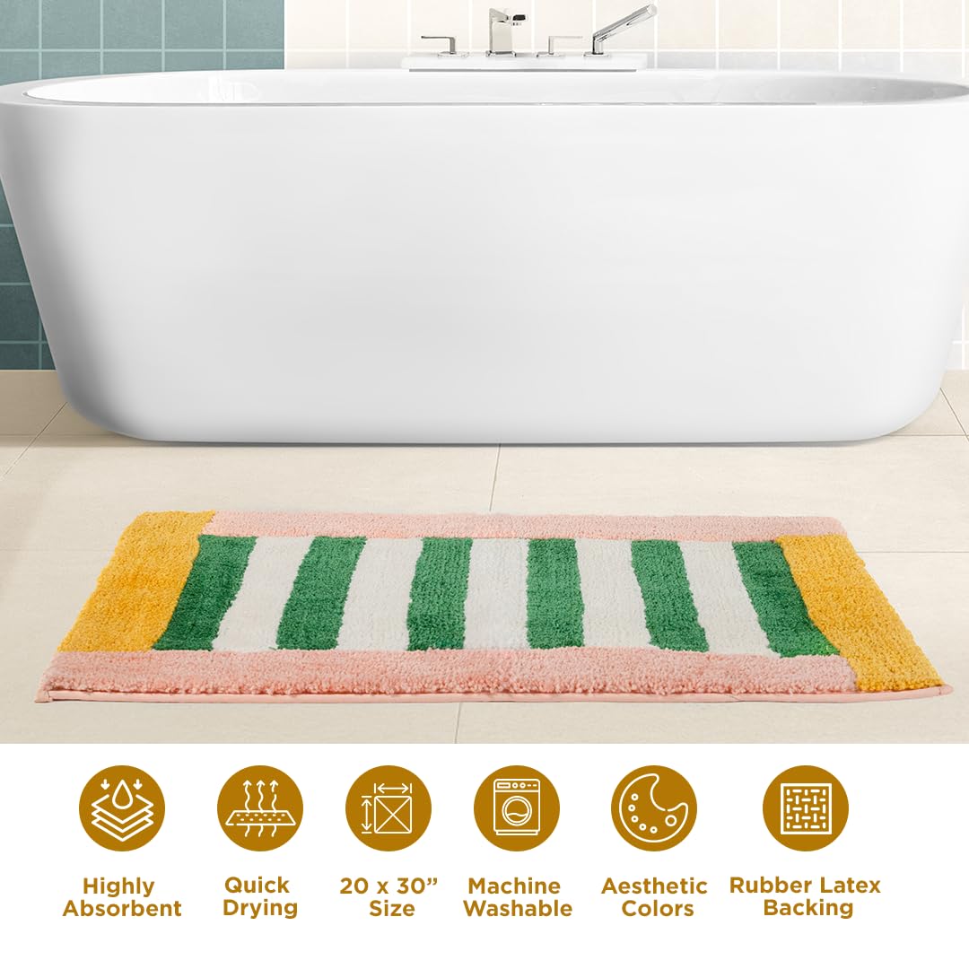 Folkulture Bathroom Rugs | (20 x 30) Bathmats for Bathroom or Microfiber Bath Rug | Quick Drying Washable Non Slip Bath Mat for Washroom | Toilet Mat or Microfiber Rugs for Entryway Rug