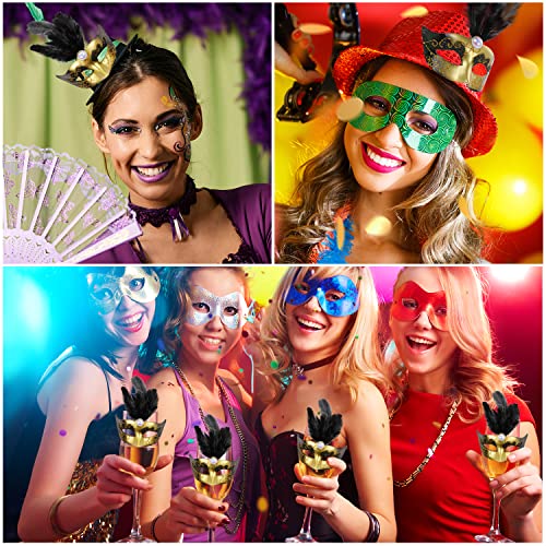 12 Pcs Mini Mardi Gras Masks, Small Masquerade Masks Bulk for Mardi Gras Party Decorations