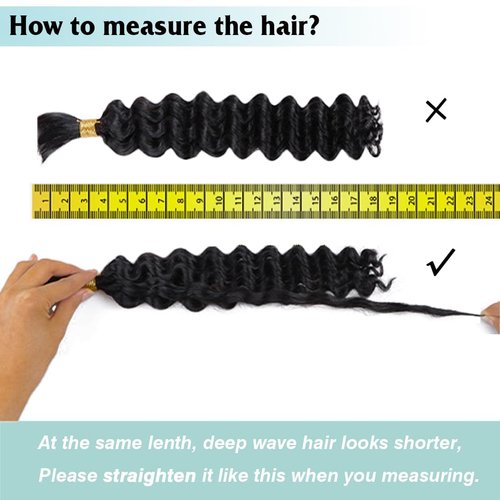Human Braiding Hair for Boho Braids Deep Wave Bulk Human Hair Brazilian Virgin Curly Human Hair Extension Wet and Wavy Micro Human hair Braiding Hair 2 Bundles/Pack 100g(Natural Black,26inch)