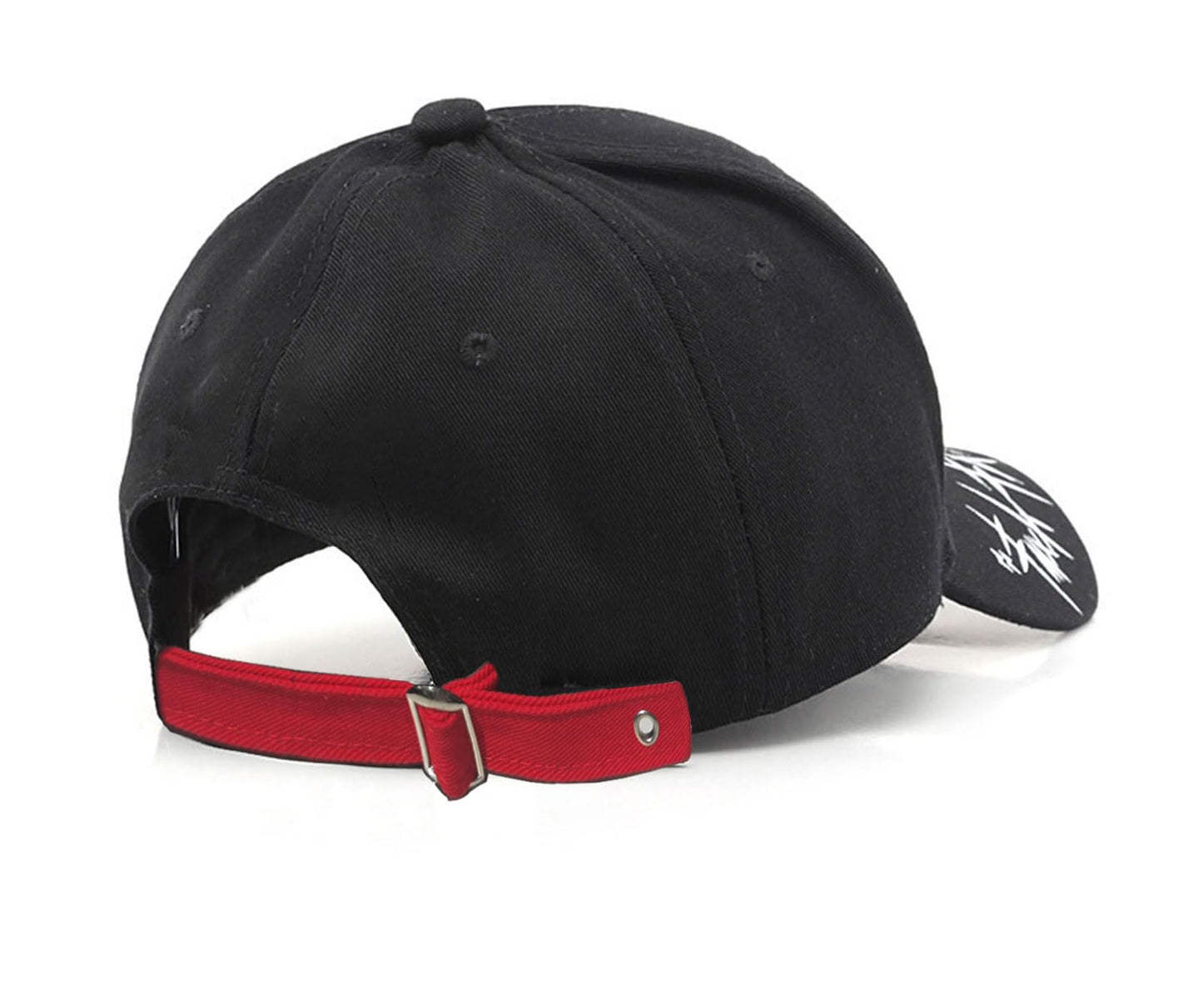 Unisex Black Graffiti Snapback Hat/Baseball Cap - Features Iron Rings on Brim, Inspired by Korean Music Groups, Hip Hop, Anime & Gothic Styles for Men and Women