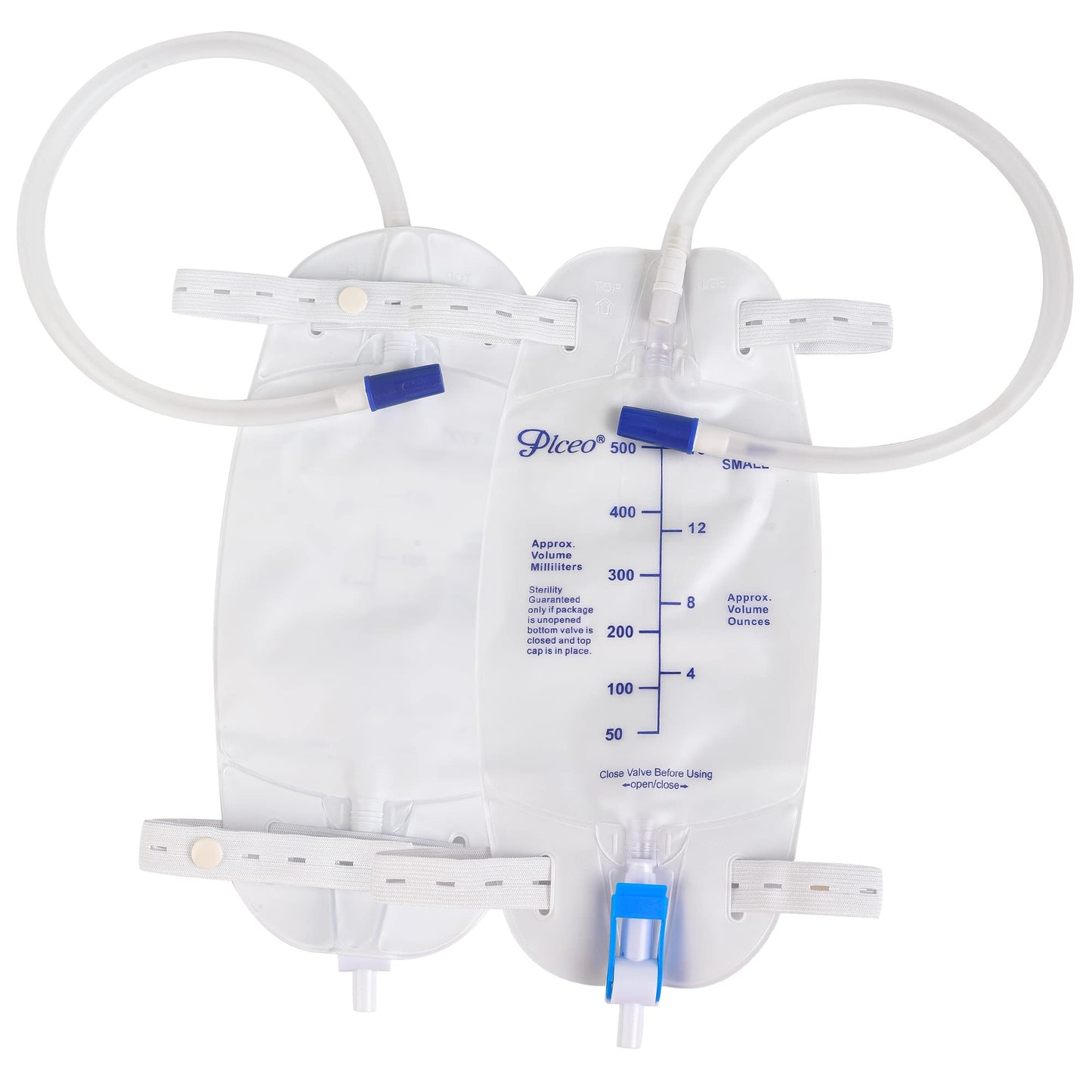 3 Pack Easy-Tap Catheter Leg Bag Urinary Drainage Bag, 500ml, Anti-Reflux Valve, Cloth Straps, Easy Flip Drain ，18” Tubing