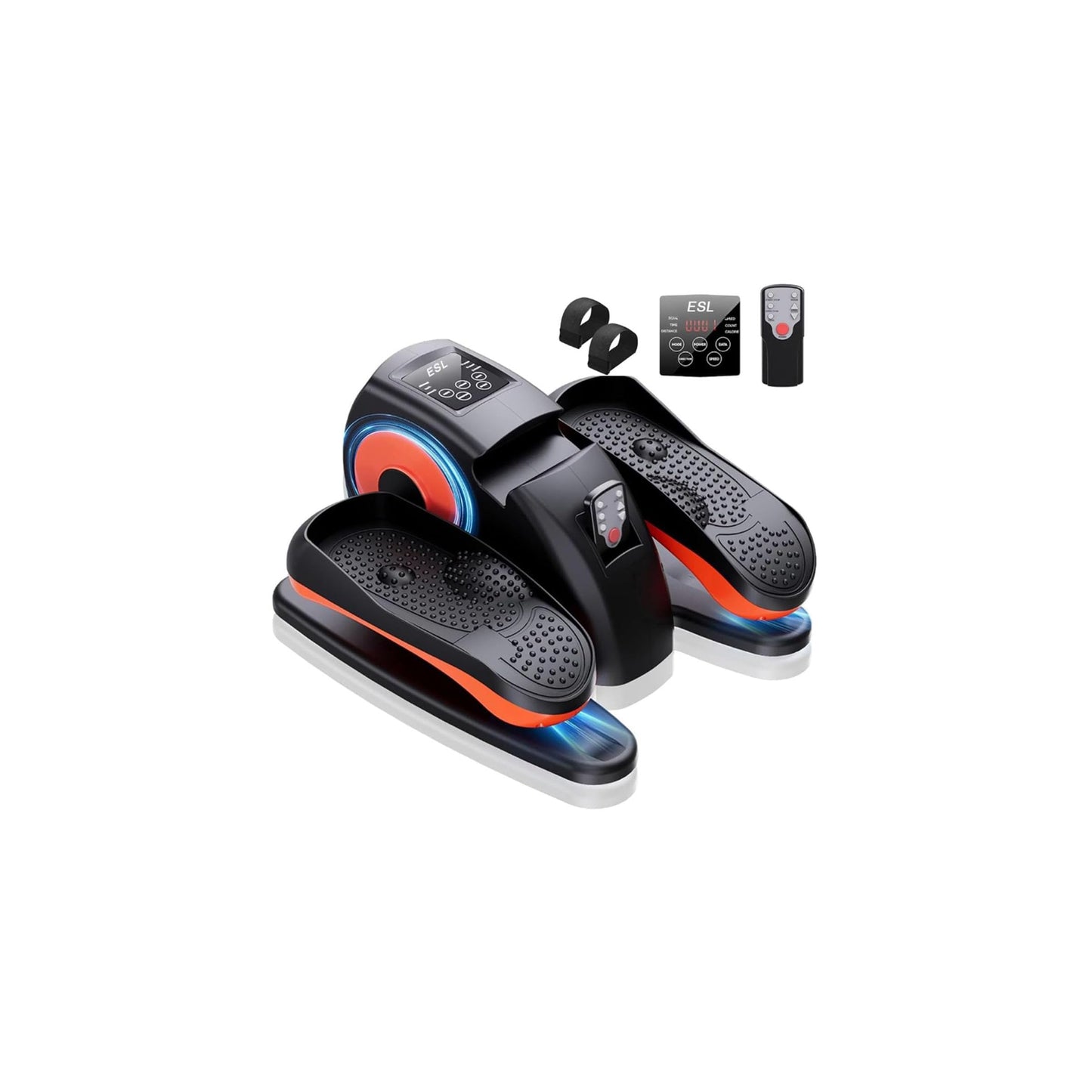 ESL Under Desk Elliptical - Portable Leg Exerciser for Seniors, Assembled Seated Elliptical with Remote Control, LCD Display Electric Elliptical Trainers with Traction Straps