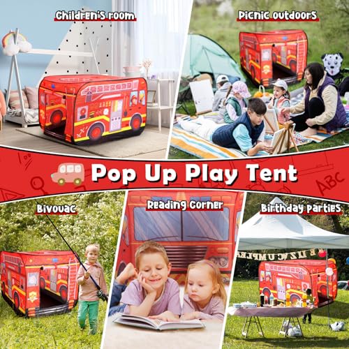 Britik Pop Up Play Tent for Kids Aged 3-5 Years Old Boys and Girls : Fire Truck Tent Playhouse Toy Play Tents for Toddlers...