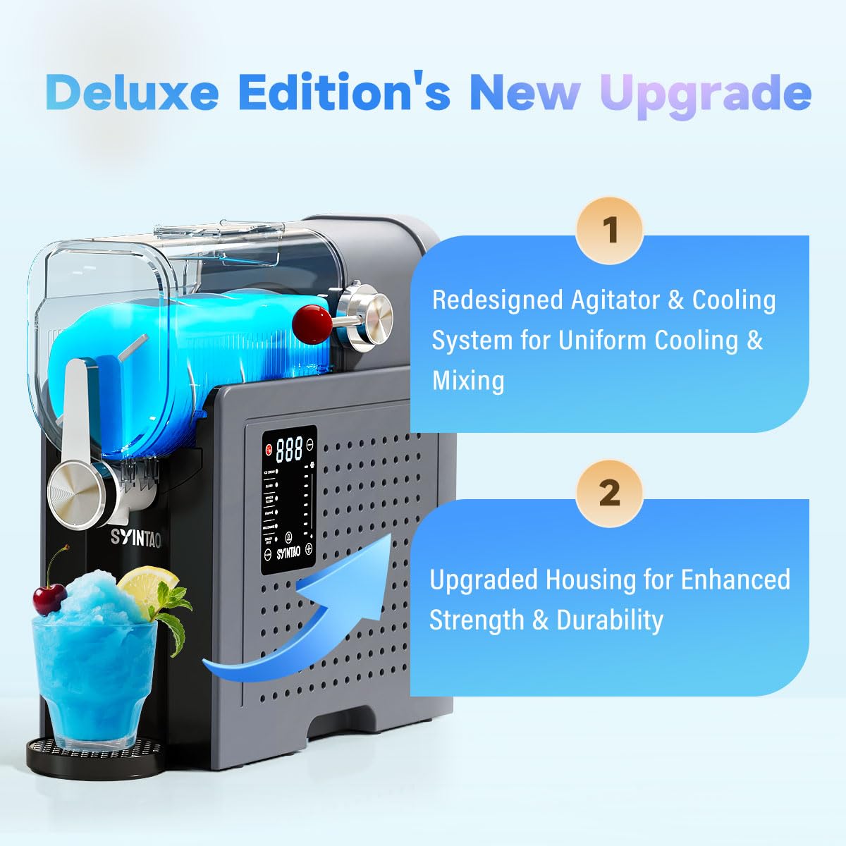 Slushie Machine – No Ice Needed, 88oz Frozen Drink & Soft Serve Ice Cream Machine. Slushy Machine For Home with LED Display, One-Touch Reservation & 6 Pre-set Programs for Frozen Margaritas, Frappés