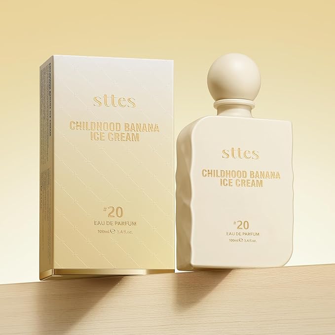 Sttes Perfume #20 for Women – Childhood Banana Ice Cream Eau de Parfum, The Exact Sweetness You Remember: Ripe Banana, Vanilla Ice Cream & Caramel Crunch, Long-Lasting Sweet Gourmand Fragrance, 100ml