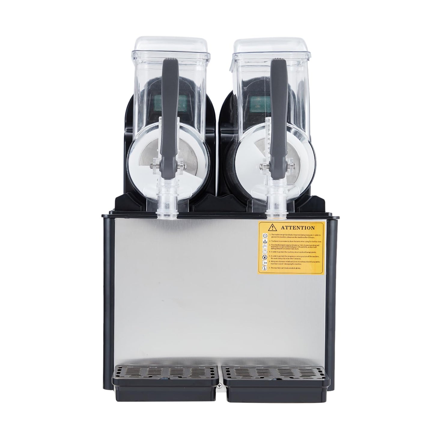 Garvee 4L×2 Dual-Tank Commercial Slushie Machine, 370W Commercial Grade, Self-Cleaning Stainless Steel, Simultaneous Two-Flavor Operation, Perfect for High-Volume Use in Cafes & Bars, Black