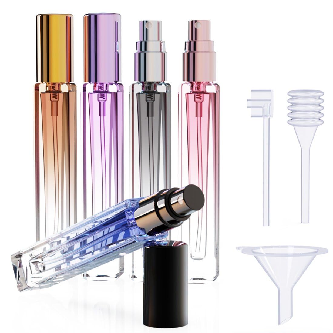 seafulee 5PCS 10ml Glass Refillable Travel Perfume Atomizer Bottles,Mini Empty Cologne Spray Bottle,Pocket Size Sprayer Portable for Travel and Sample Container Toiletries Dispenser