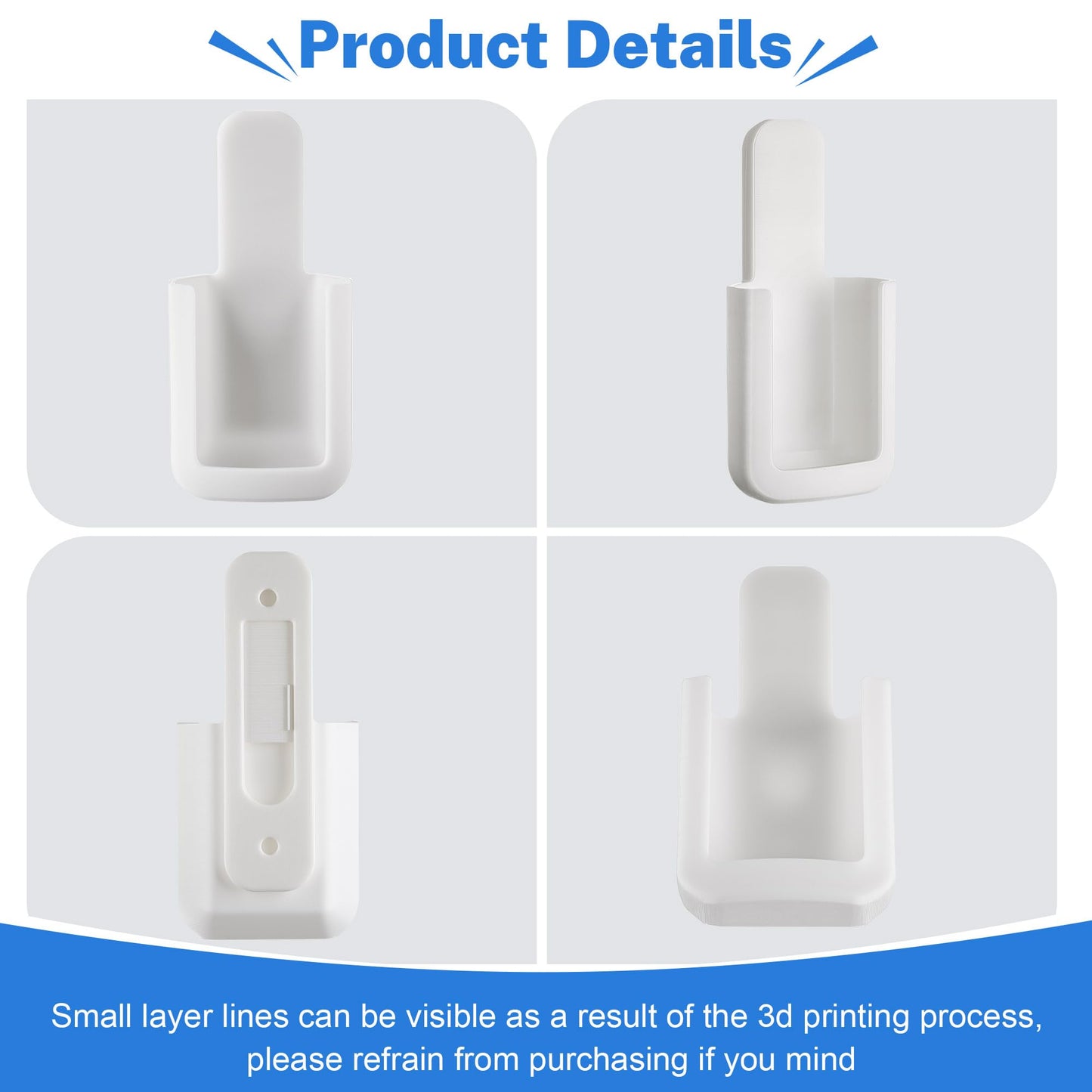 Saillong 1 Pack Ceiling Fan Remote Control Holder With Screws Wall Mount Fan Remote Bracket (White)