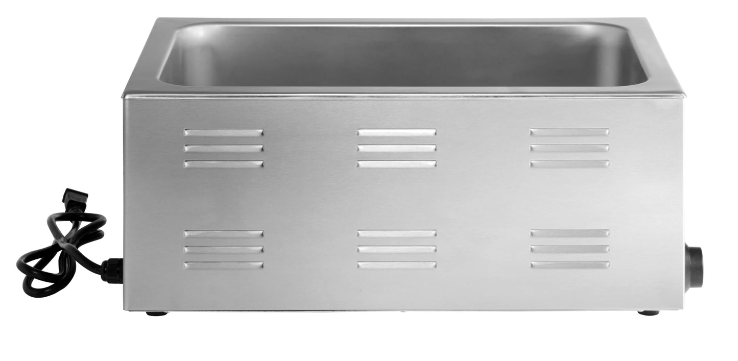 Kratos Commercial Electric Countertop Food Warmer | Portable Steam Table Food Warmer | 120V, 1200 Watts, Stainless Steel | Fits 12" x 20" Food Pans (28W-168)