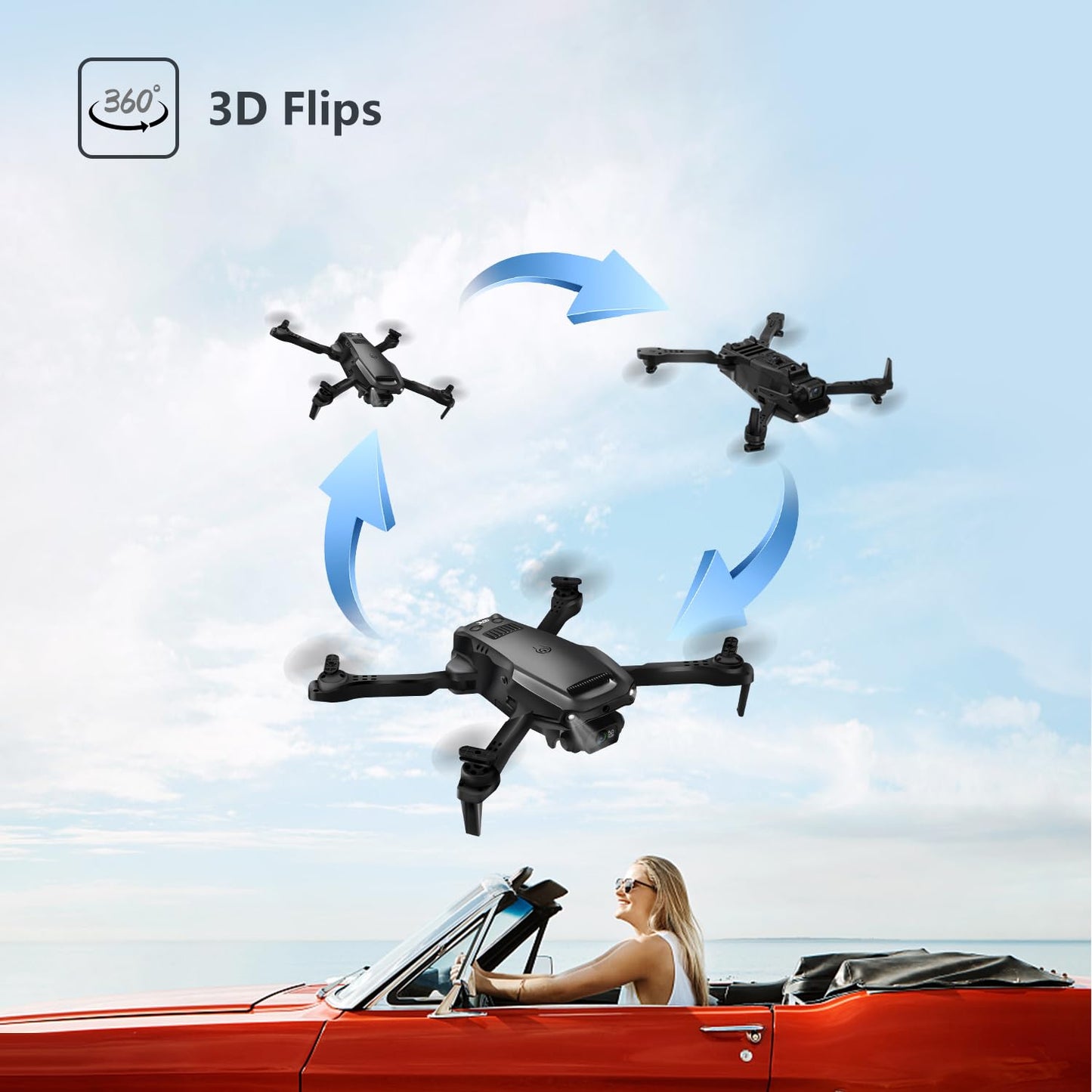 Jiakora Mini Drone for Kids with 1080P HD FPV Camera,Foldable Remote Control Quadcopter Toys with App FPV Video,Altitude Hold, Gravity Control, 2 Batteries,Gifts for Boys Girls,Black