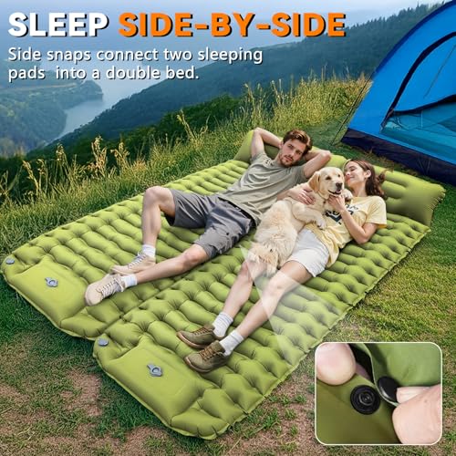 RusChic Sleeping Pad for Camping, Ultralight Inflatable Camping Mat with Pillow Built-in Foot Pump, Compact Camping Pad fo...