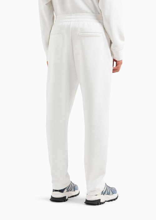 Armani Exchange Men's Cotton French Terry Sweatpants with Front Pleat Detail, Off White, X-Large
