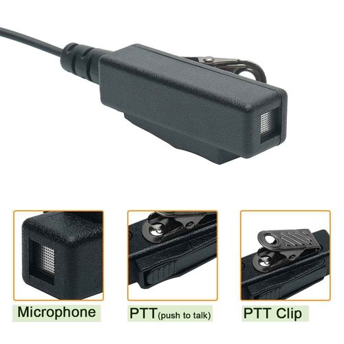 TDYU Acoustic Tube Earpiece Headset with PTT Mic Compatible with Motorola CP200 CP200D CP185 CLS1410 CLS1110 BPR40 DTR410 PR400 RMU2040 Walkie Talkie Two Way Radio 10 Pack