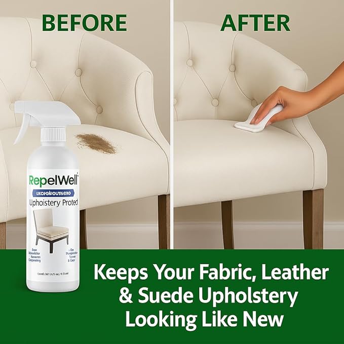 Upholstery Protect Stain & Water Repellent Spray (12oz) Eco-Friendly, Pet-Safe Spray Keeps Your Fabric, Leather & Suede Upholstery Looking Like New