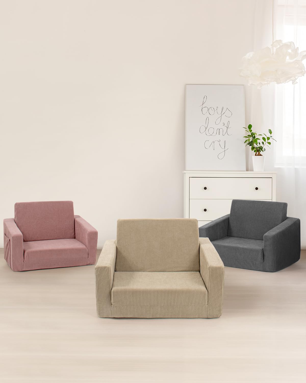 Toddle & Kids Chair,2-in-1 Soft Toddler Couches That Fold Out,Toddler Chairs Comfy 1-3 Years Old,Convertible Sofa to Lounge,Grey