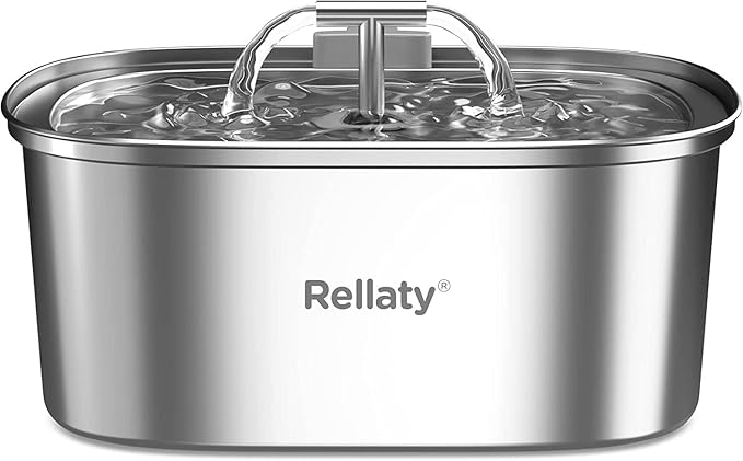 Cat Water Fountain Stainless Steel: 3.2L/108oz Pet Foundatin Water Bowl for Cats Inside Automatic Dog Drinking Dispenser D...