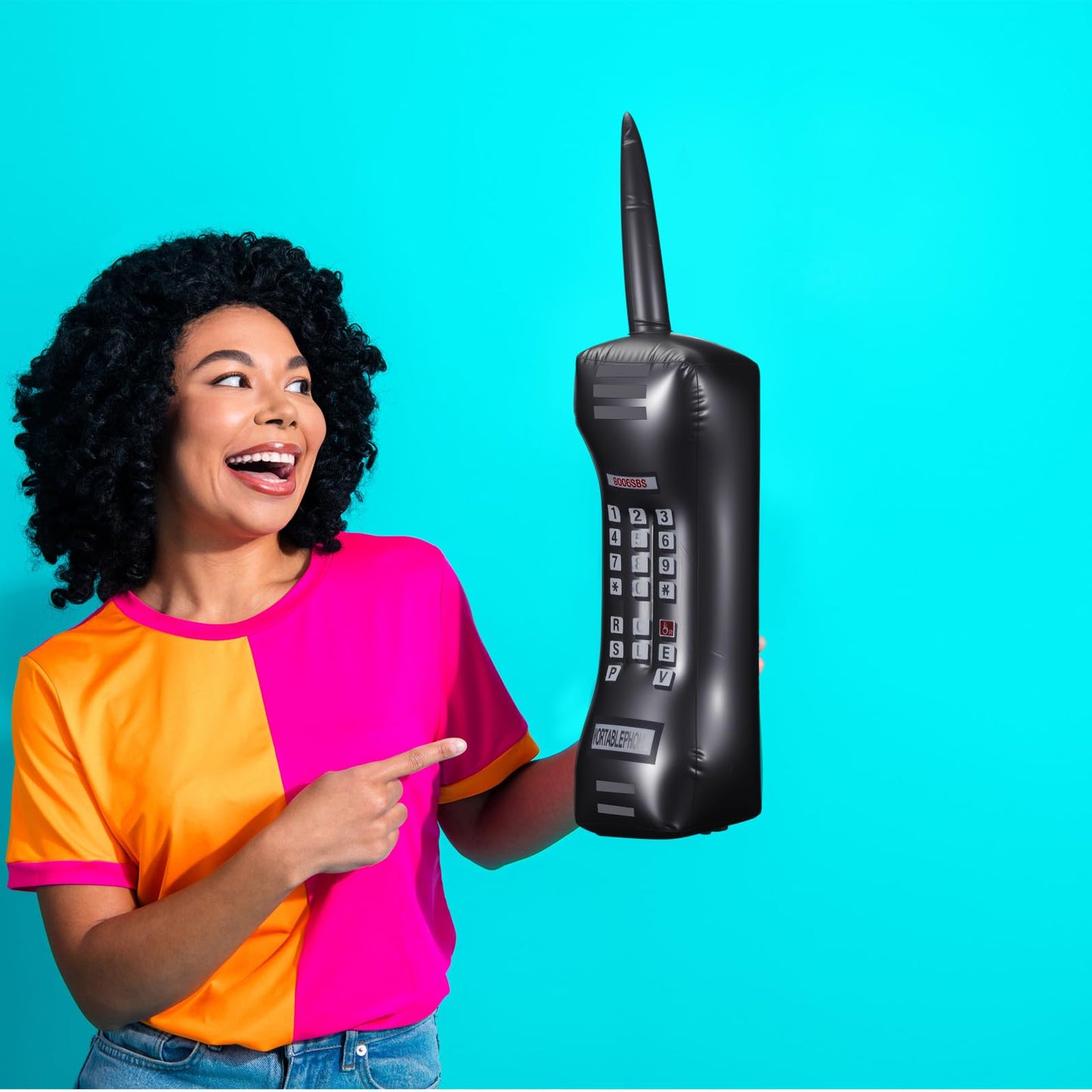 Gejoy 2 Packs Inflatable Mobile Phone Inflatable Retro Mobile Phone 80's 90's Party Decoration Hip Hop Costume Birthday Theme Props Fancy Dress Accessory,30 Inches (Black)