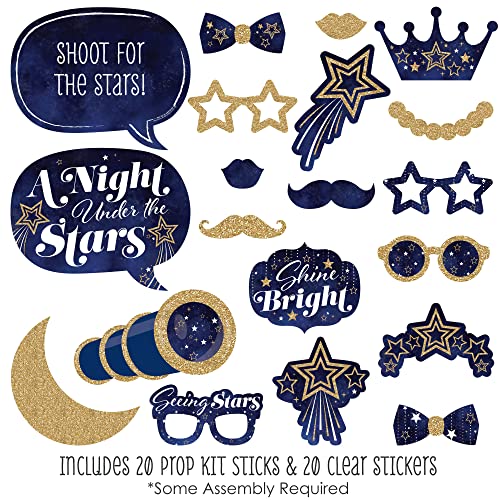 Big Dot of Happiness Starry Skies - Under The Stars Photo Booth Props, Galactic Party Supplies, Gold Celestial Party Photo...