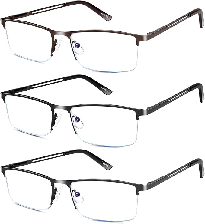 Lcbestbro Reading Glasses for Men, 1.5 Blue Light Blocking Reading Glasses Metal Readers