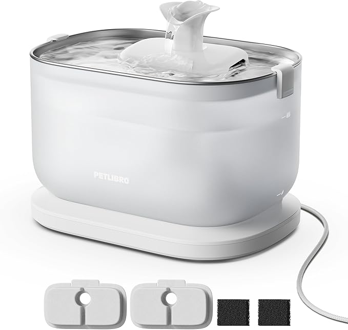 PETLIBRO Cat Water Fountain, Cat Fountain Indoor Stainless Steel Tray, 2.5L/84oz Wireless Pump Pet Water Fountain, Cat Wat...