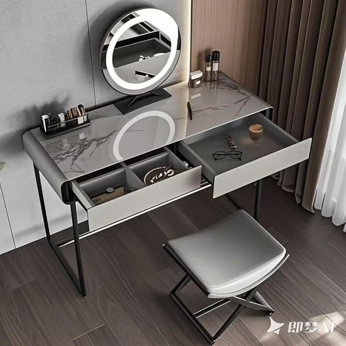 Luxury Modern Vanity Stool with Gold X-Frame Metal Legs, Cream Leather Ottoman Bench Seat for Bathroom, Living Room, Makeup, 17.72 x 14.96 inches (Gold)