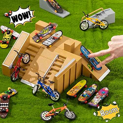 Hortsun 100 Pieces Mini Finger Skateboards Set Finger Bikes Hand Skateboard Fingerboards Tiny Bike Creative Fingertips Movement Party Favors Novelty Gift
