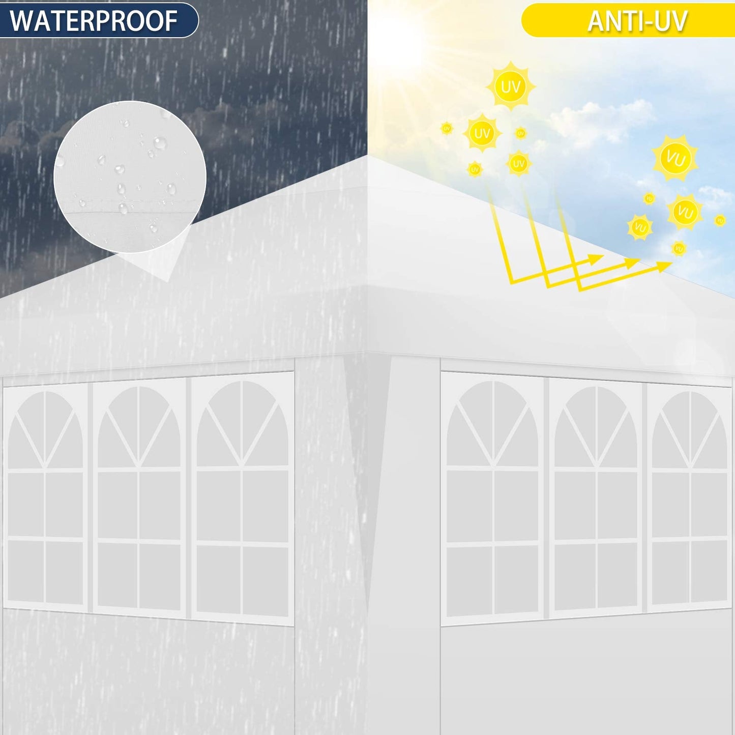COBIZI Canopy 10x10 Pop Up Canopy Tent with 4 Sidewalls Party Tents for Parties Weddings Backyard Waterproof Canopy Outdoor Commercial Canopy Event Tent with Stakes, Ropes, White