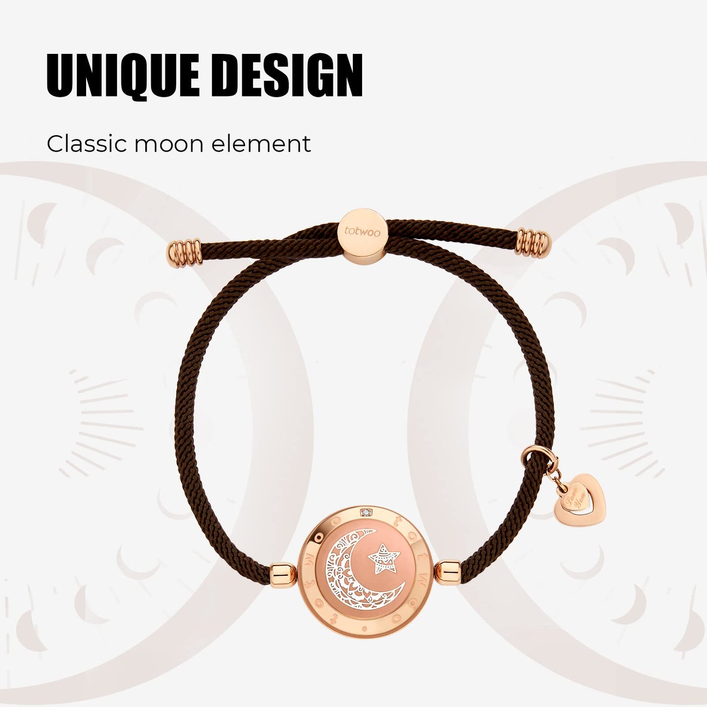 TOTWOO Couples Bracelets - Light Up & Vibration, Stainless Steel, M-Gold, One Size, Perfect for Long Distance Relationship Gifts