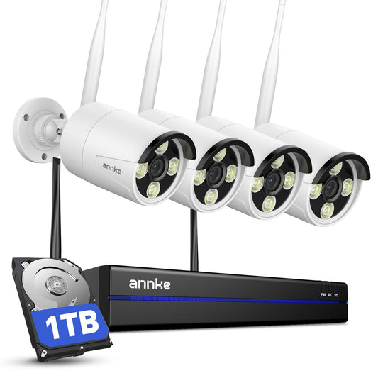 ANNKE 16CH 4K Wireless Security Camera System, Expandable 4K NVR with 4 X 8MP Outdoor Cameras, 1TB HDD, Dual-Band WiFi, Two-Way Talk, Human Detected, 24/7 All-Day Recording, IP66 Weatherproof, Alexa
