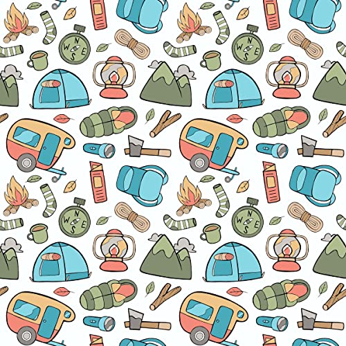 Cute Kawaii Camping Gear Wrapping Paper Premium Father's Day Gift Wrap Camp Birthday Theme Birthday Party Decoration Tent ...