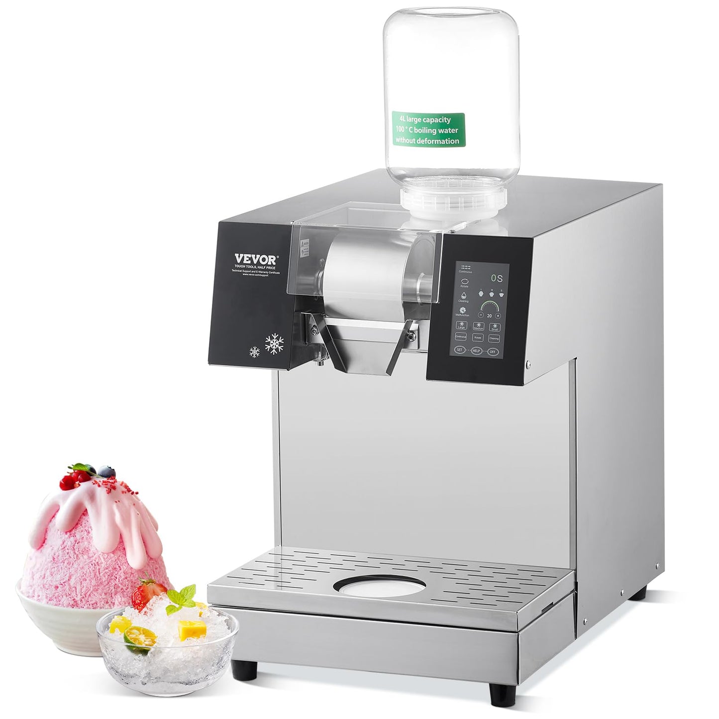 Vevor Commercial Snowflake Ice Machine, 529.1Lbs/24H Snowflake Ice Maker, Stainless Steel Ice Shaver Machine, Electric Snow Cone