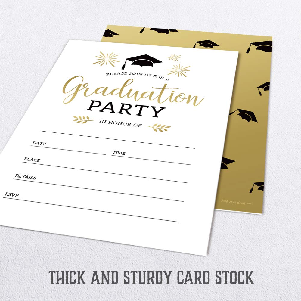Hat Acrobat 2025 Graduation Party Invitations with Envelopes Graduation Party Announcement Cards for High School or College, 25 Pack (25)