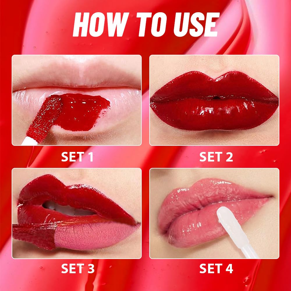 IATMOMOD Baby Pink Lip Stain Peel off Lip Oil Dual Ended Combo Set, 2 in 1 Lips Liner Stain Oil Peel off Long Lasting Waterproof