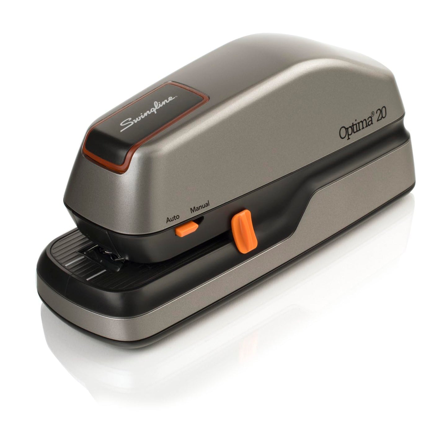 Swingline Electric Stapler, 20 Sheet Capacity, Optima 20, Jam Free, Auto Or Manual, Plug In Or Battery, Silver (48208)