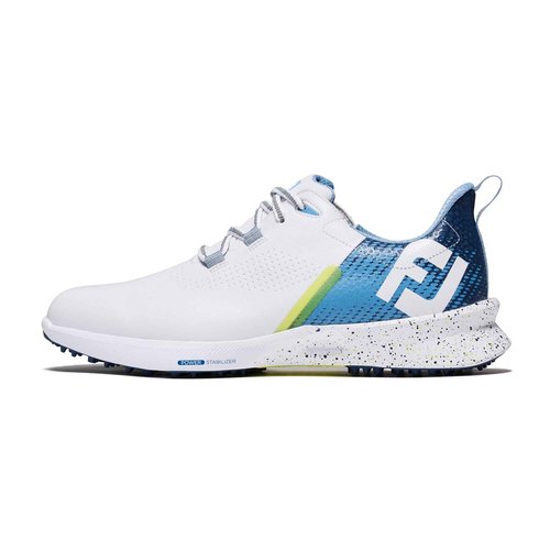 FootJoy Men's FJ Fuel Previous Season Style Golf Shoe, White/Blue/Green, 10