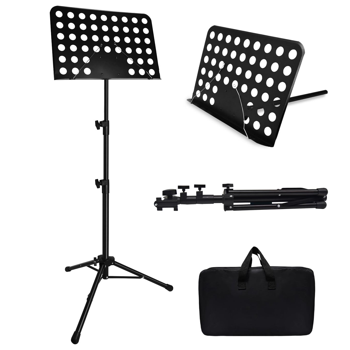57IN Sheet Music Stand, Tall Music Stand for Sheet Music High Stability, Adjustable Portable Music Stand with Carrying Bag for G