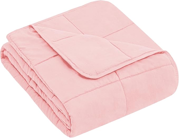 yescool Weighted Blanket (5 lbs, 36" x 48", Pink) Cooling Heavy Blanket for Sleeping Perfect for 40-60 lbs, Breathable Blanket with Premium Glass Bead, Machine Washable