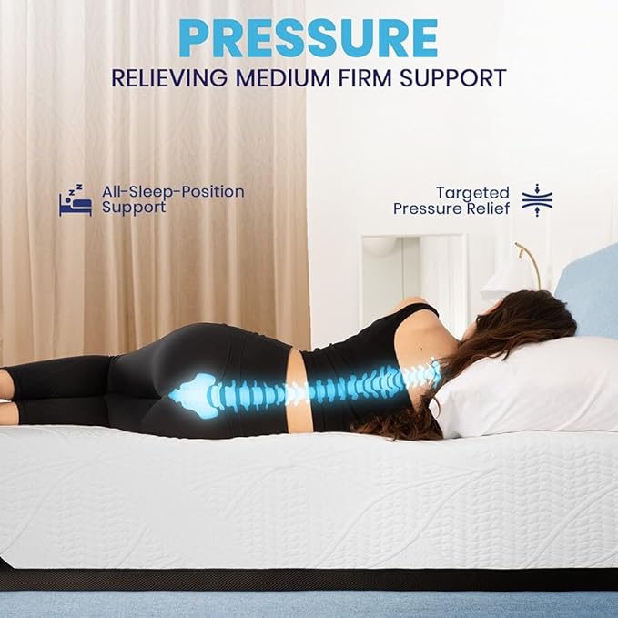 Cool Gel Chill 14 Inch Medium Firm Memory Foam Mattress Twin XL Size, with Bonus Cool Gel Memory Foam Bed Pillow, 14" with Pressure Relief, CertiPUR-US Certified, Cooling Twin XL Mattress in a Box