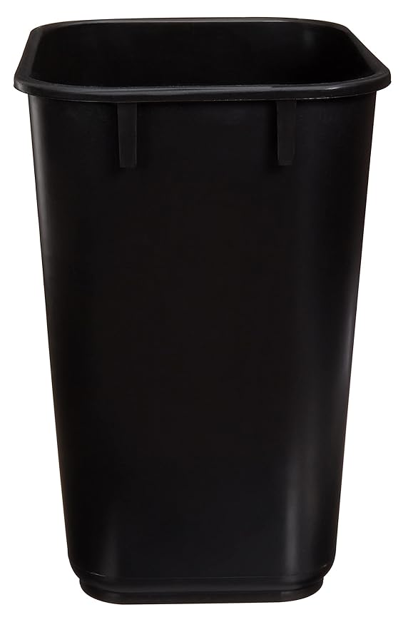 Amazon Basics Small Trash Can, Rectangular Commercial Office Wastebasket, 3 Gallon (Pack Of 6), Black