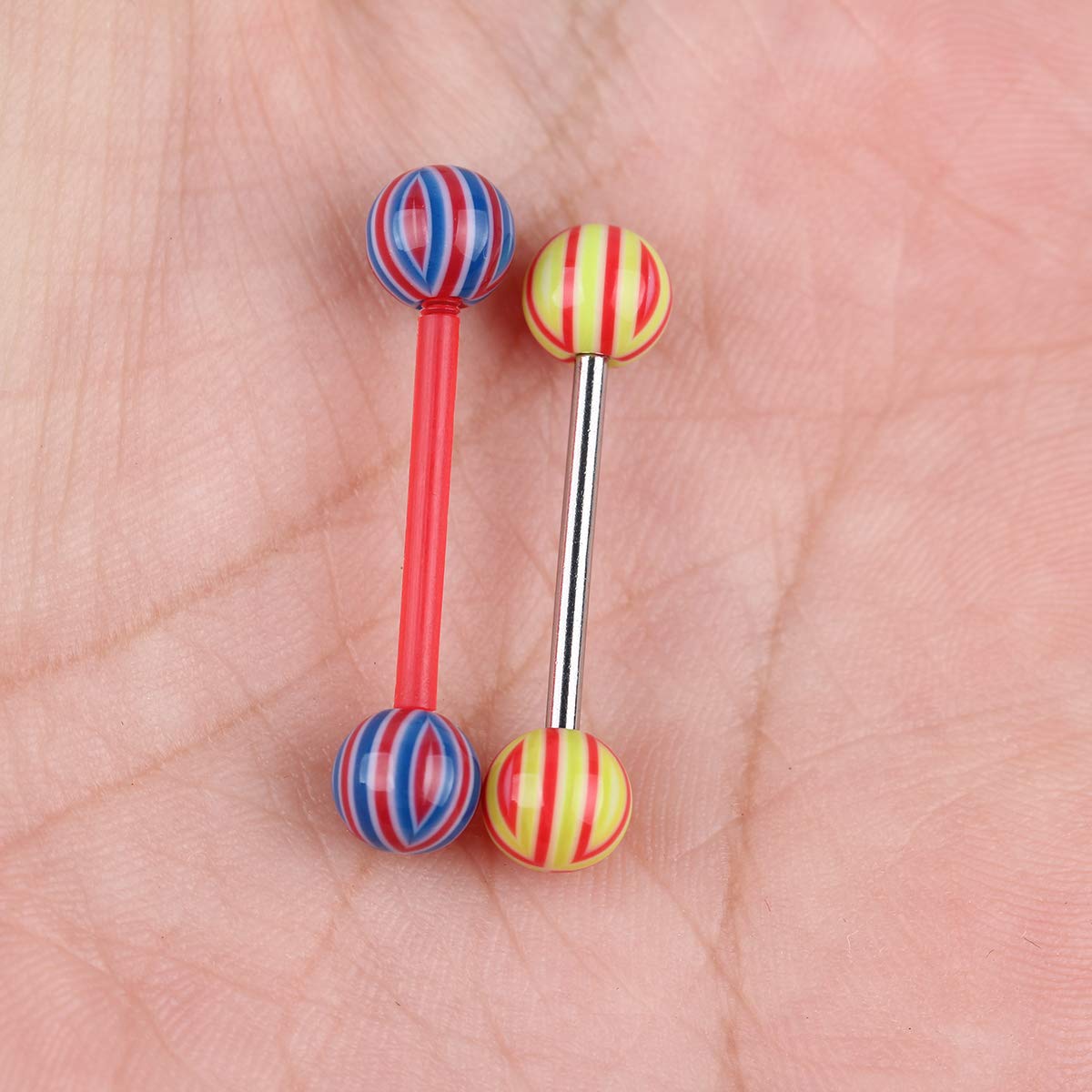CrazyPiercing Wholesale 14g Tongue Rings Barbells Assorted Colors 110 PCS Acrylic Ball