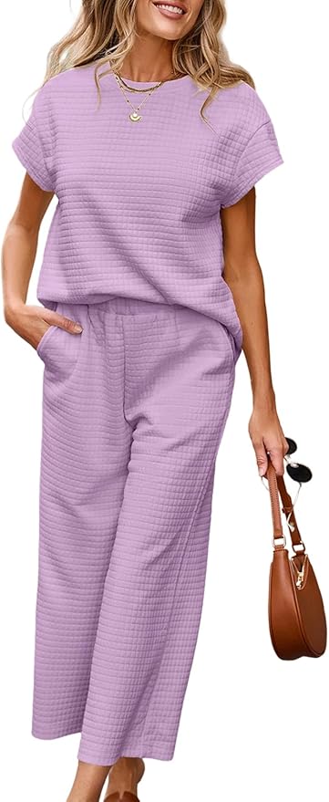 SHEWIN Womens Two Piece Fall Outfits Sweatsuits Casual Pullover Tops and Wide Leg Sweatpant Lounge Sets