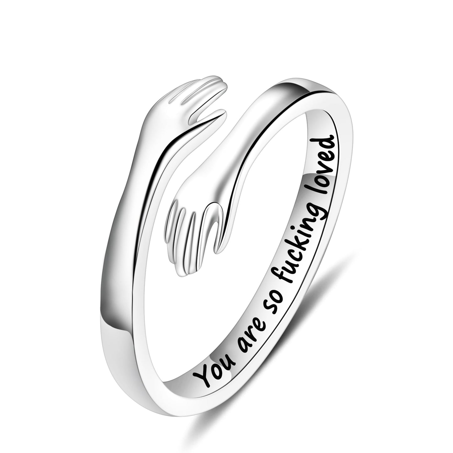 Yesteel Birthday Gifts for Girlfriend Wife, Jewelry Ring for Girlfriend Wife, Sterling Silver Hug Ring